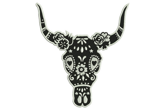 Bull Head Embroidery Design