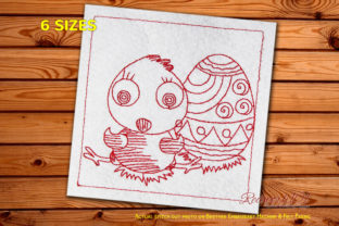 Cute Chick Easter Egg Redwork
